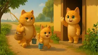 Meow in Action: Papa Cat Fishes, Mama Cat Feeds the Family! 🍚💛🐟
