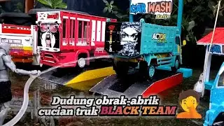Antrian truk-truk mbois di BLACK TEAM car wash || versi miniatur truk ||