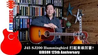 大G三个火枪手的对决 Gibson 125th J45 Hummingbird SJ200
