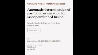 Automatic determination of part build orientation for laser powder bed fusion | RTCL.TV