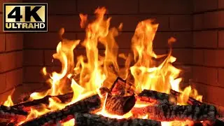 🔥 Relaxing Winter Fireplace Sounds. Fire Background Video Effects 4K. Fireplace Camping Atmosphere.