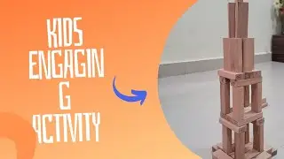 Tallest tower With wooden blocks #woodenblock #woodenblocktower #youtubeshorts #viral #kidsenjoyment