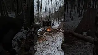 Wintercamping - FinnRover Lavvu 🏕🔥 #wintercamping #tarpcamping #bushcraft