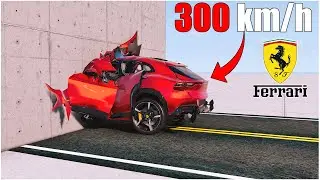 Ferrari vs Wall - Cinematic | BeamNG Drive | #cars crash test | car torture