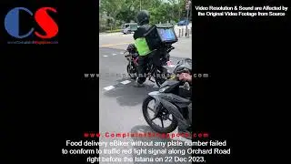 Food Delivery eBiker Without Plate Number Failed To Conform To Traffic Red Light Signal