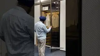 Luxury wardrobe in PU + tinted glass shutters😍🔥 #shorts #shortsyoutube #wardrobe #modularkitchen
