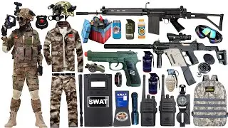 Special police weapon toy set unboxing,Victor short sword submachine gun, Gatling machine gun
