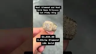 Real Diamond & Gold Big Boy Diamond Princess Cut Pinky Ring #diamondring #jewelryshopping #rings