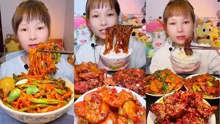 Spicy Noodles & Braised Meat Mukbang ASMR | Shrimp & Savory Dishes Eating Sounds | Naka Mukbang