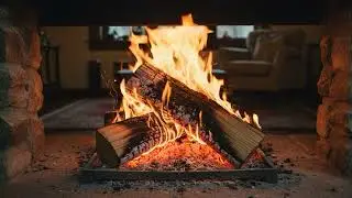 Relaxing Fireplace Ambience | Static Shot, Crackling Wood Fire ASMR