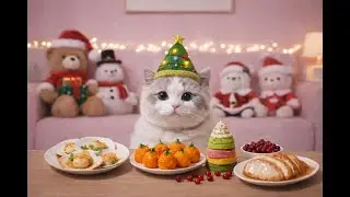 【ASMR】Picky Cat Tries a Cozy Feast | Soft Eating Sounds 🎄🐾