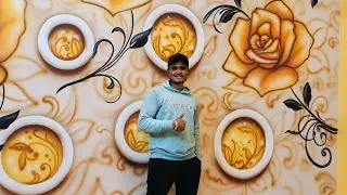 How I do 3D wall spray painting design professionally // Rose Wall Painting // 3D Wall Painting 🎨🖌️