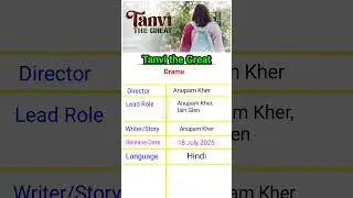 Tanvi the Great Movie || Release Date,  Cast, Lead Role, Language, Director, Writer || #shorts