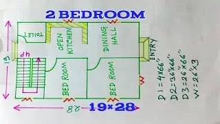 Small House Plan// 19&times;28 Ghar ka Noksha//19&times;28 House Plan 