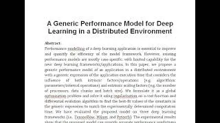 A Generic Performance Model for Deep Learning in a Distributed Environment