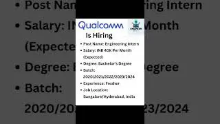 Qualcomm Is Hiring | Jobs For Graduate freshers | #itjobsforfreshers #recruitment2023 #wfhjobs2023