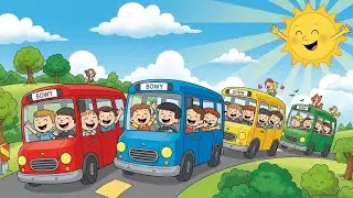 Wheels on the Colorful Buses | Color Learning Bus Song for Kids & Toddlers  || kids cartoon