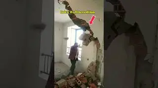 Manually Brick Wall Demolition work process #wall #demolition #brocken #shorts