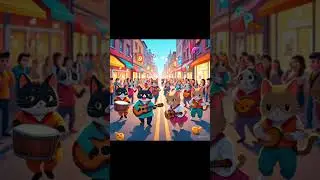 Dancing Cats Party on the Street! 🐱🎶 | Funny Realistic Cat Band