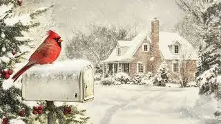 Winter Scenery TV Art | Red Cardinal Bird Painting | Christmas Frame TV Art
