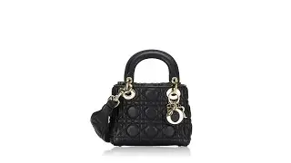 Christian Dior Supple Grained Calfskin Cannage Mini Lady Dior Black
