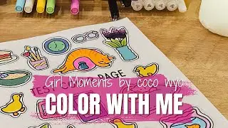 Color With Me (ASMR) Girl Moments By Coco Wyo - Test Page Sticker Effect Using Ohuhu Markers!