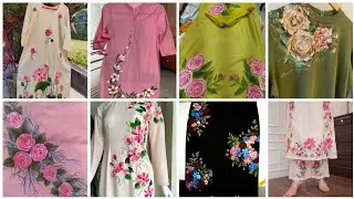 New Hand Painted Winter Dress Designs For Girls 2025 -26/Fabric Painting On Clothes 