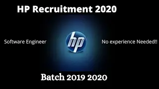 HP Recruitment Drive 2020| Freshers Eligible