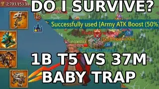37m BABY TRAP EATS A 750% T5 BLAST. 180M RALLY TRAP VS 1.6B FULL MYTHIC RALLY. Lords Mobile.
