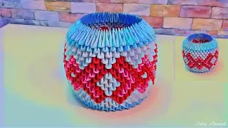 How to make 3d origami Pen holder 72