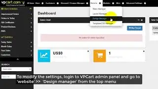 How to modify content setting using Design manager in VPcart 9