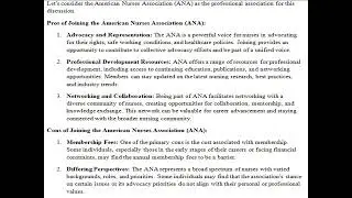 Choose one Professional Association outlined in your book and identify three pros and three cons
