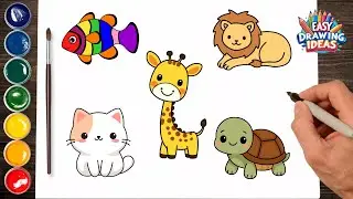 How to Draw 5 Cute Animals Step by Step - Easy Drawing for Kids & Beginners