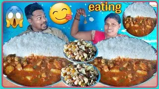 eating show | best indian village food eating show | asmr mukbang rice with egg bhurji potato eating