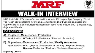 MRF, DFCL || Chemical, Mechanical, Instrument, IT, QA || Freshers Jobs, Latest Jobs