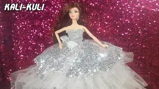 We sew a beautiful silver princess dress for the Barbie