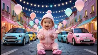 Baby Cars New Year Light Parade | Glowing Street Cartoon | Vehicle Animation for Kids
