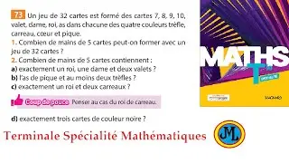 Dénombrement. Ex 73 p 352 du Sésamath en terminale spécialité mathématiques. Livre MAGNARD.