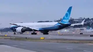 #777X WH002 returning back to base + folding wing-tips demonstration🛫💙 - Boeing Field🇺🇸