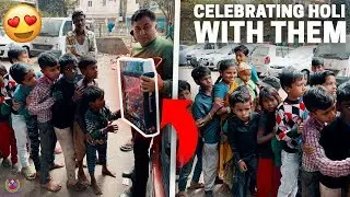 GIVING PICHKARI,GULAL ETC HOLI ITEMS TO ROADSIDE/POOR KIDS | HAPPY HOLI 2019 | 😍😍😍