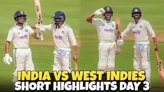 India vs West indies || 1st test day 2 || Short highlights || 3 centuries by India batsman 