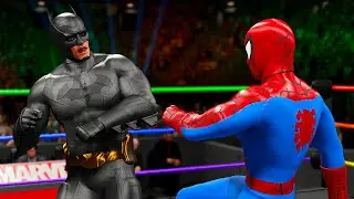 Spiderman vs Batman | Superhero Wrestling Battle  WWE 2K23