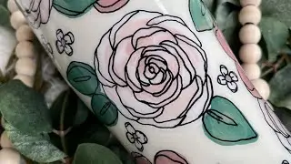 Painted floral tumbler #epoxytumbler #tumblertutorial #flowerpainting #rose #customtumbler #tumbler
