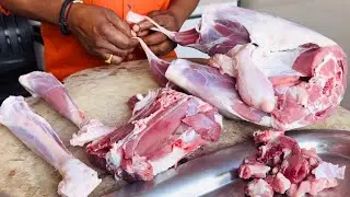 SATISFYING MUTTON CUTTING SKILLS !! MAHESH MEAT CUTS !! FRESH MUTTON SHOP HYDERABAD VLOG !! 