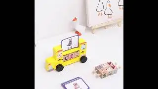 KB019199 Bus card little kids early learning toy wooden spelling game