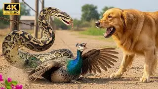When Dog Begs for Help to Save  Peacock from the Snake &ndash; Rescuing Mother Peacock Caught on a Fence!