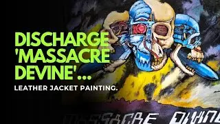 DISCHARGE 'Massacre Devine' leather jacket painting. #punk #metal #leatherpainting #handwriting #art