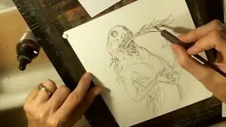 Line work with liquid watercolor