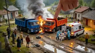 Hino Dump Truck Crash Disaster 😱🚚 Ambulance Rushes to Rescue | Ultra Realistic Miniature Diorama