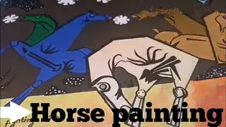 How to draw horse painting | Horses playing painting easy | Ghode Ki painting Kaise banaen